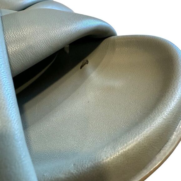 Revolve Anine Bing Lizzie Lamb Leather Slides in Green Khaki Sandals - Picture 8 of 11